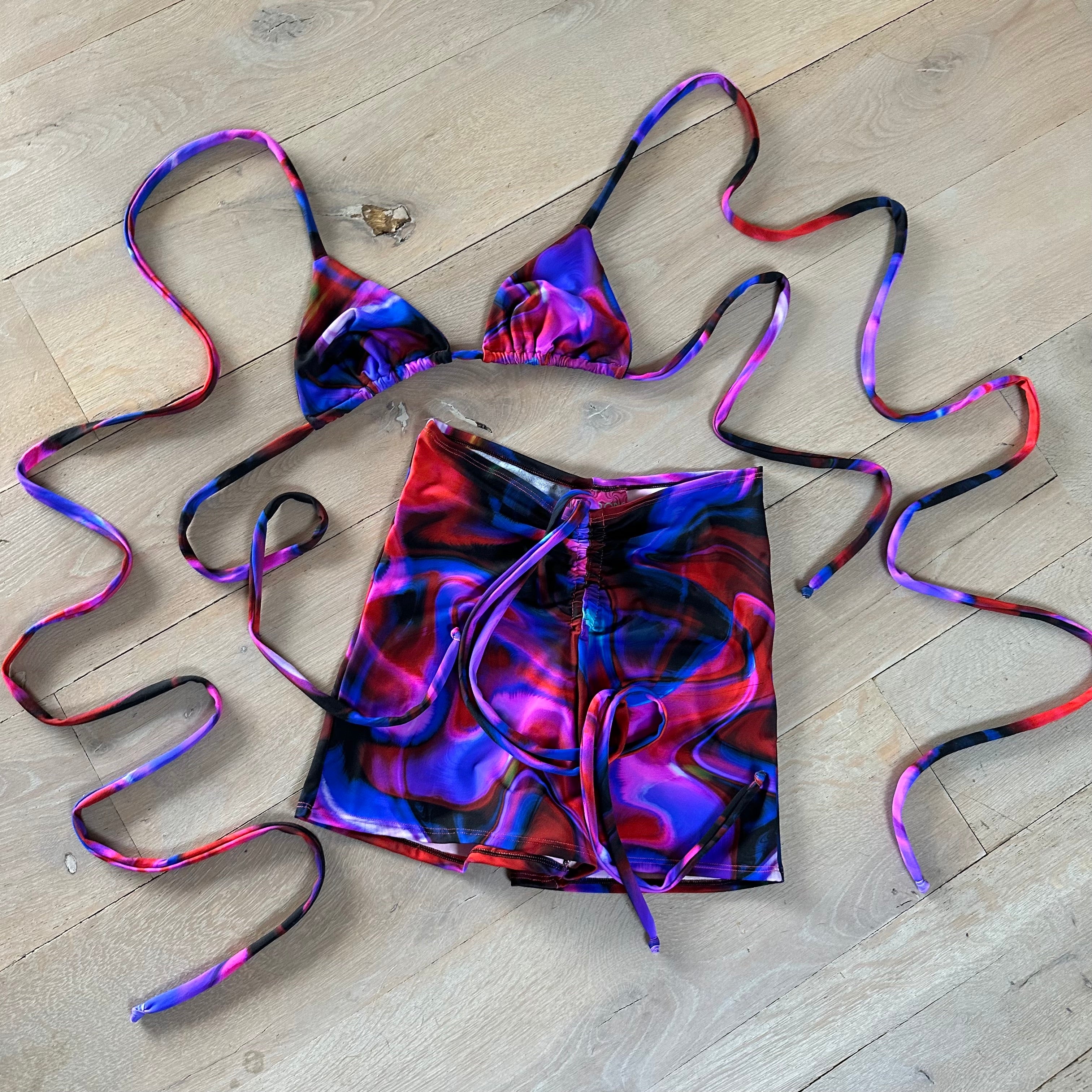 Bralet & Shorts set - UV Midnight swirl image 0