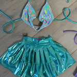 Holographic sparkle (blue) - cowl neck & skirt with choker image 5