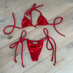Metallic red cherry charm - Bikini set & Rhinestone extreme crop top image 7