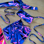 Bandeau, Arm sleeves & Shorts set - UV Wavey print (Blue colour) image 5