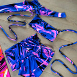 Bandeau, Arm sleeves & Shorts set - UV Wavey print (Blue colour) image 5
