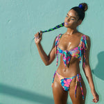 Tahitian Bikini Set - Tie front, strappy bottoms image 0