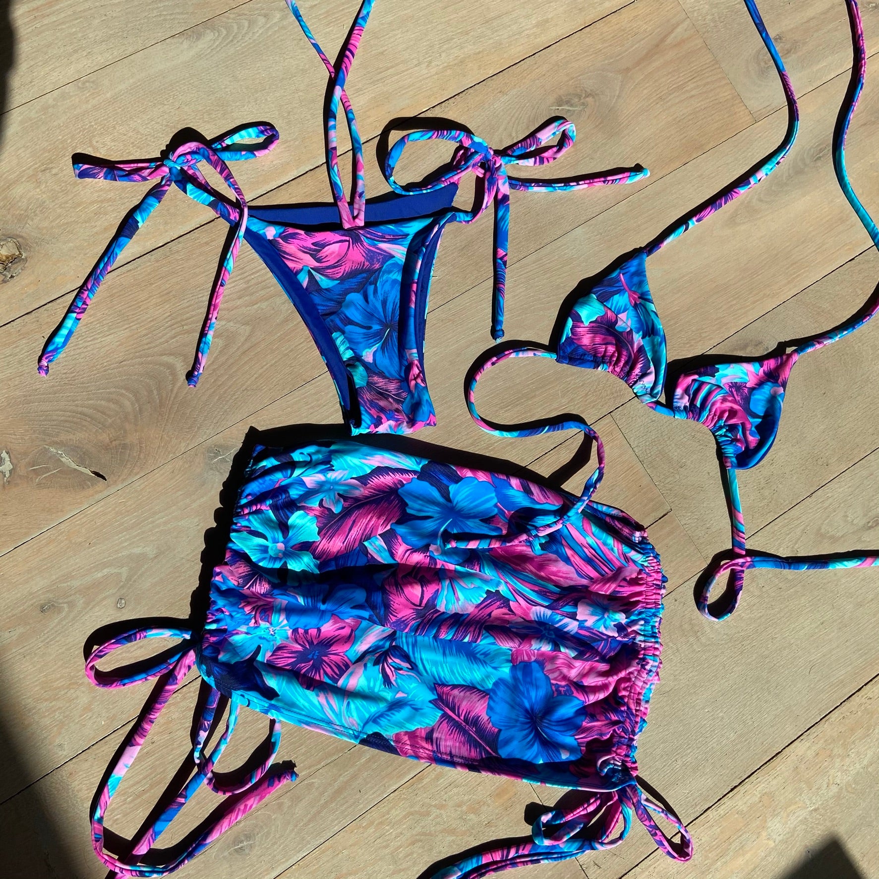 Strappy bikini set & skirt - Tahitian (choose your colour) image 1