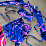 Bandeau, Arm sleeves & Shorts set - UV Wavey print (Blue colour) image 2