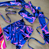 Bandeau, Arm sleeves & Shorts set - UV Wavey print (Blue colour) image 2