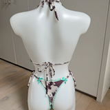 Turquoise & Cow Print (Brown) -  Bikini Top & Bottoms