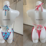 Cherry Gingham Bikini Set - Blue