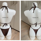 Chocolate Brown Bikini Set, Poncho & Tie Skirt