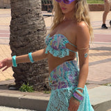 Ocean Sequin Embroidered Halterneck/Bandeau Bikini Top