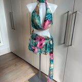 Chiffon Cowl Neck Top & Skirt