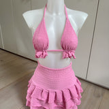 Ruffle Bralet & Rara Skirt Set - Pink
