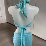 Sequin Cowl Neck Top & Skirt (No Bikini)
