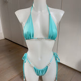 Pearl Beaded Mint Bikini Set