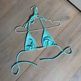 Pearl Beaded Mint Bikini top, Metallic Mint Sheer Cowl Neck Top & Skirt - Bundle Deal