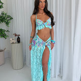Ocean Sequin Embroidered Halterneck/Bandeau Bikini Top