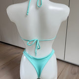 Aqua Sequin Triangle Bikini Top