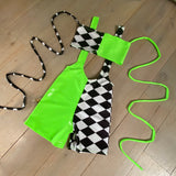 Crazy clown unitard - Neon green