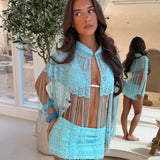 Blue Mini Sequin Skirt