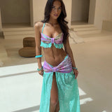Pink & Mint Sequin Embellished Maxi Skirt