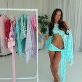 Aqua Lace Poncho Top