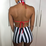 Red Fringe Stripe Set