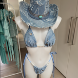 Denim Bikini Set & Micro Mini Skirt