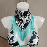 Turquoise & Cow Print - Bandana