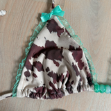 Turquoise & Cow Print (Brown) -  Bikini Top & Bottoms