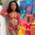 Infrared - Full set - Long sleeve extreme crop top, bralet & shorts bundle image 0