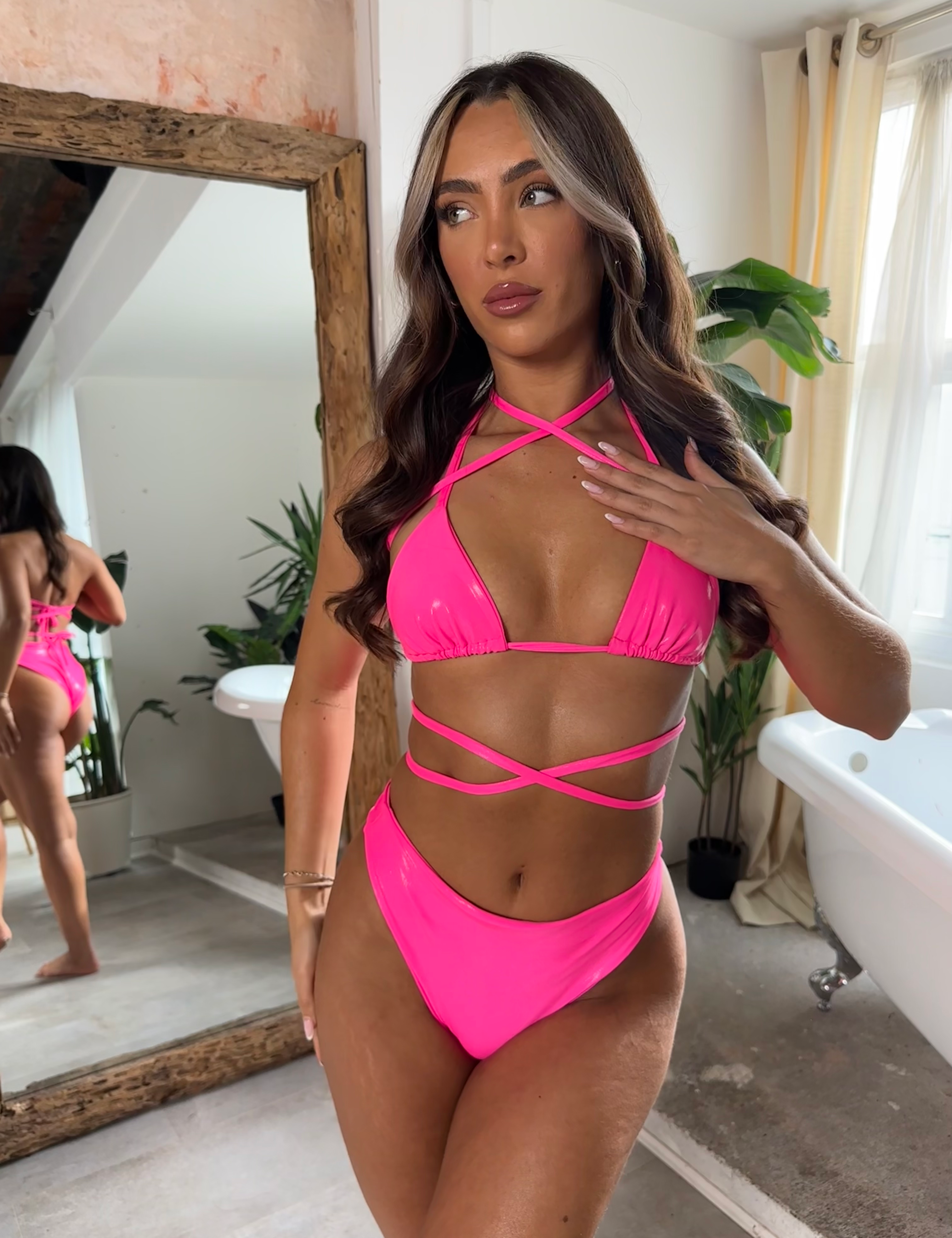 Bikini top & high waisted bottoms - Choose your colour image 0