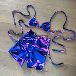 Bralet & Shorts set - UV Wavey print (Blue) image 3