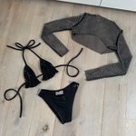 Metallic Black - Rhinestone top, Bralet & bikini bottoms image 1