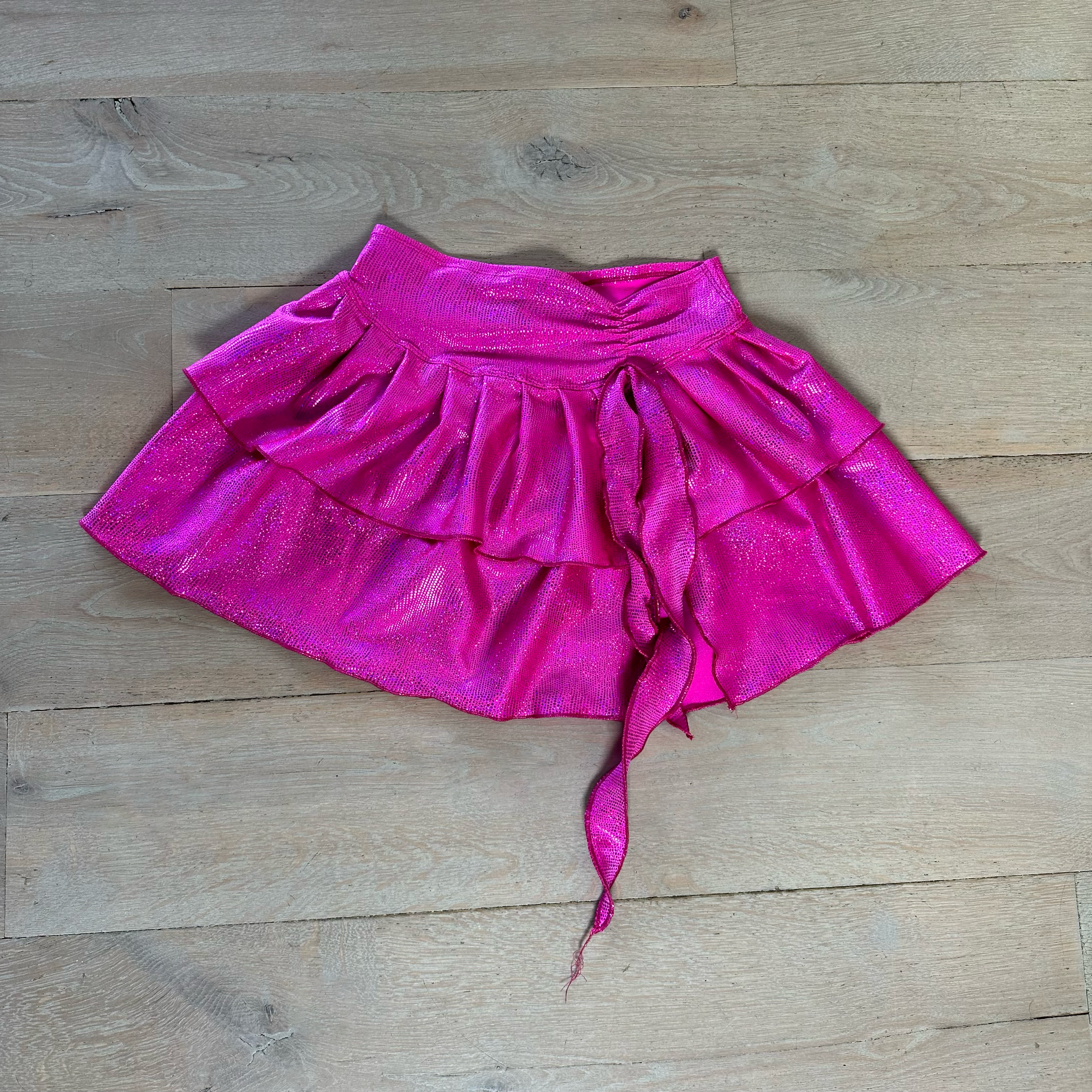 Hot pink sparkle -  Double layered slit skirt image 0