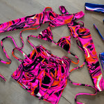 Bralet, Arm sleeves & Shorts set - UV Wavey print (Pink colour) image 2