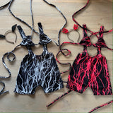 Devil Red Bolt Print -  Unitard