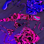 Bandeau, Arm sleeves & Shorts set - UV Wavey print (Blue colour) image 6