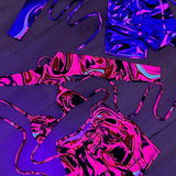 Bandeau, Arm sleeves & Shorts set - UV Wavey print (Blue colour) image 6