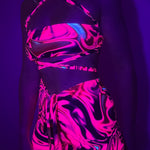 Bandeau (or Bralet) & Shorts set - UV Wavey print (Pink) image 7
