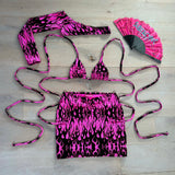 UV Pink Flame - Bralet, sleeve & skirt set image 3