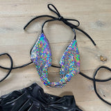 Holographic sparkle (black) - cowl neck, skirt & choker image 4