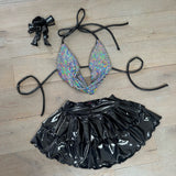 Holographic sparkle (black) - cowl neck, skirt & choker image 1