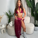 Wine -  Lace bikini & maxi skirt image 0