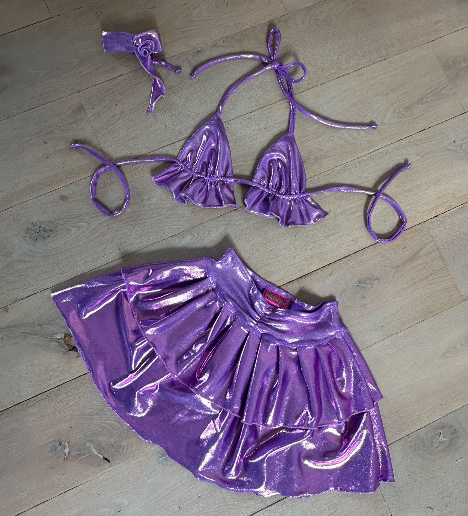 Metallic Lilac - Bralet & Double layered skirt image 2