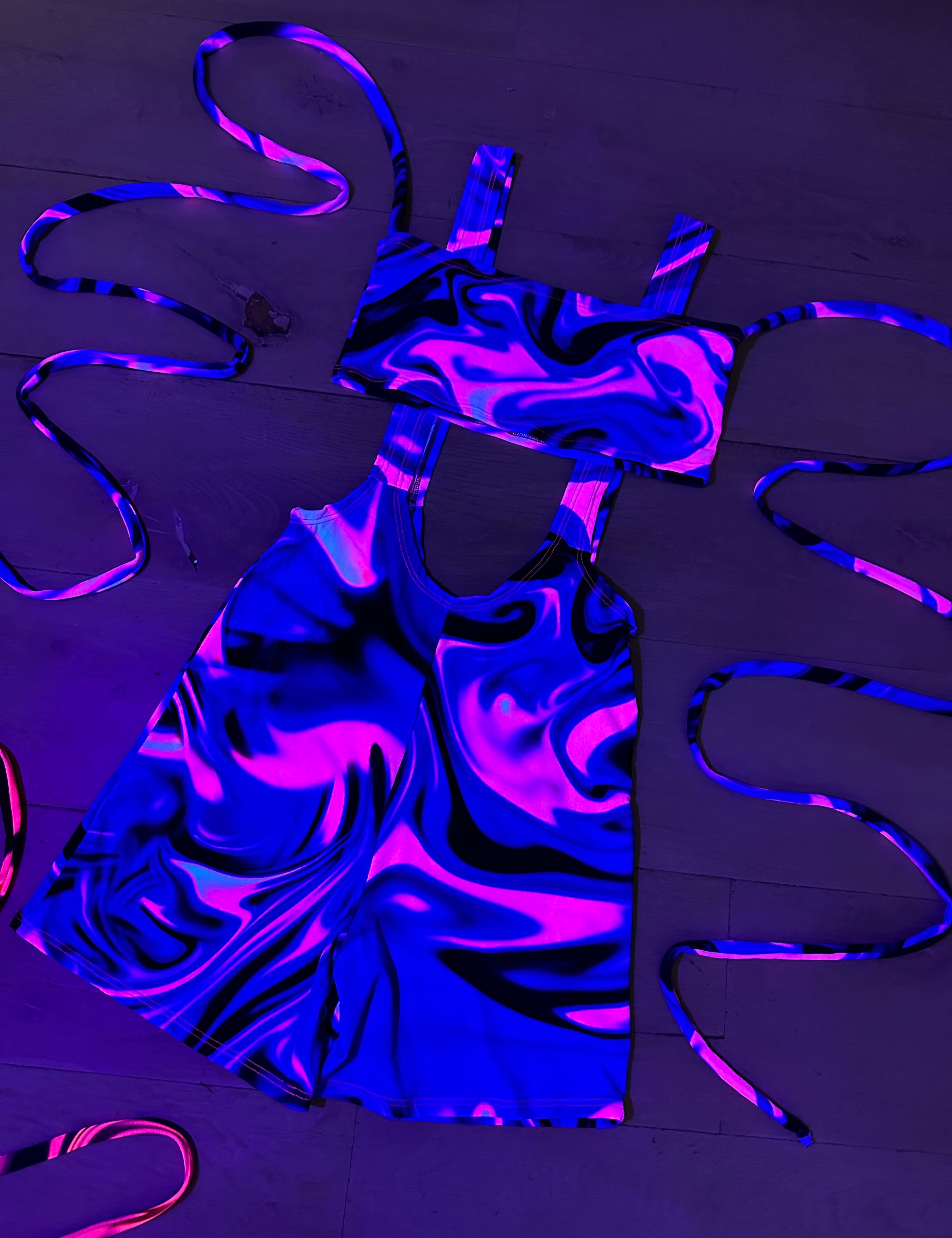 Unitard - UV Wavey print (Blue) image 1