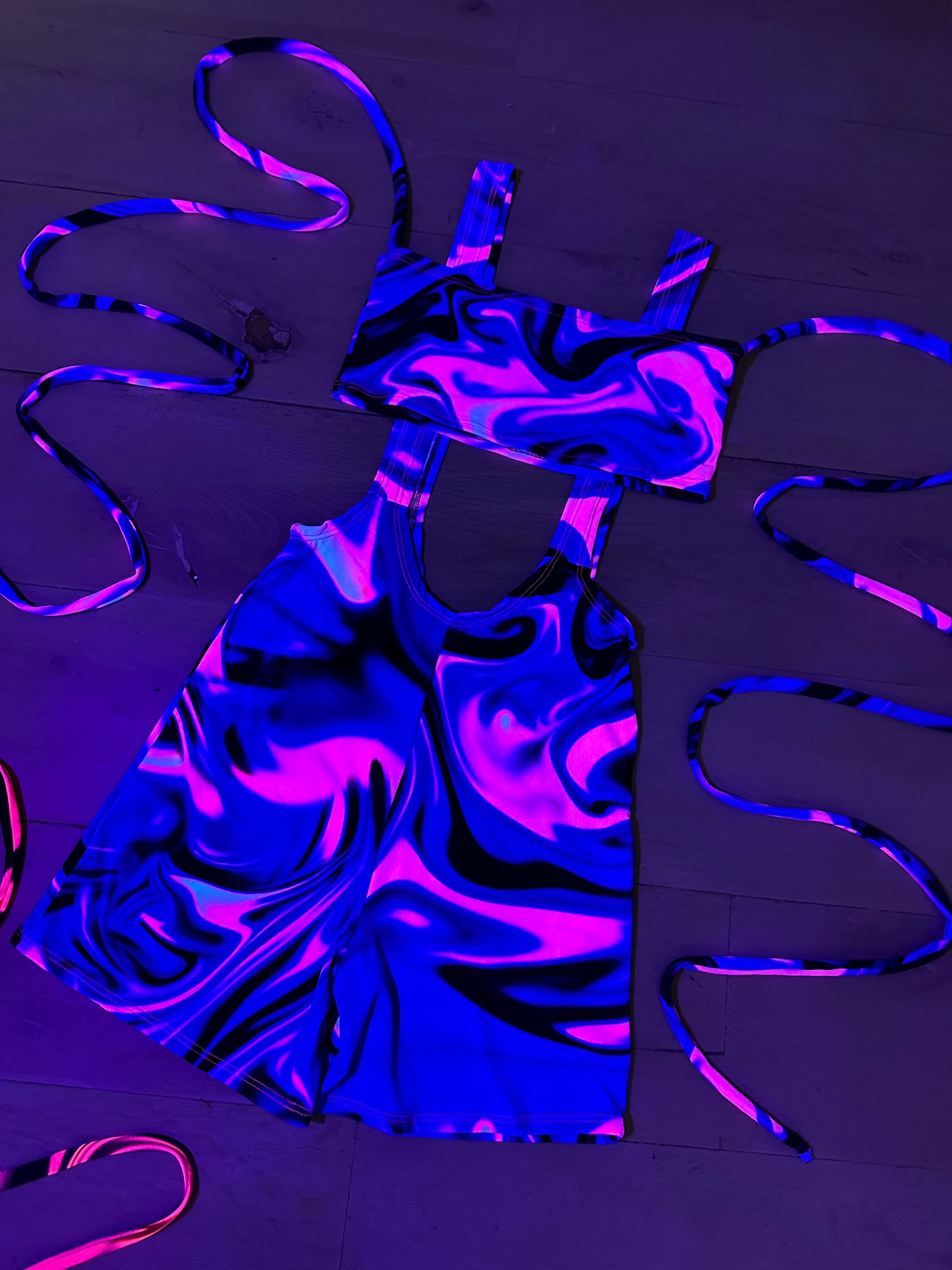 Unitard - UV Wavey print (Blue) image 1