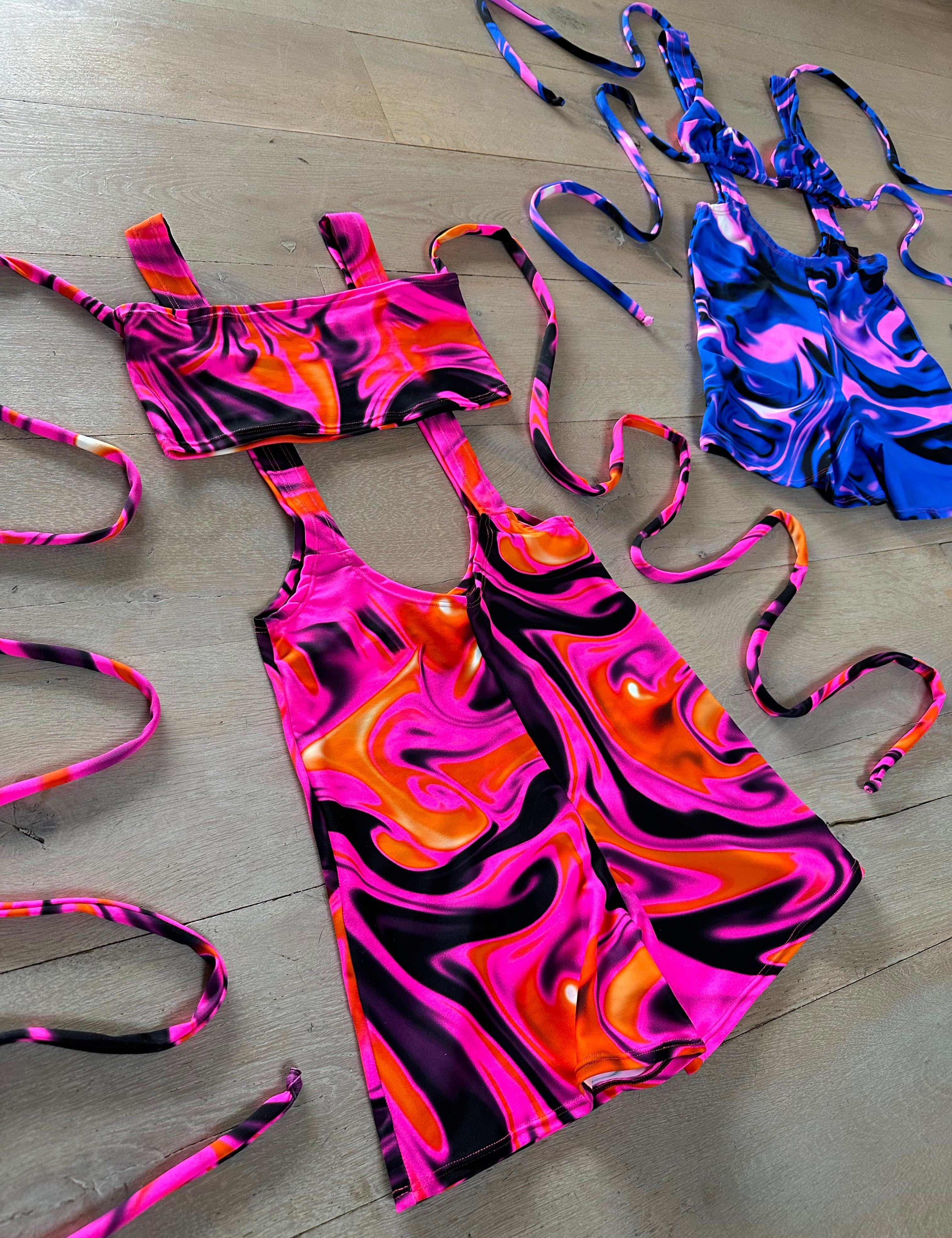 Unitard - UV Wavey print (Pink) image 0