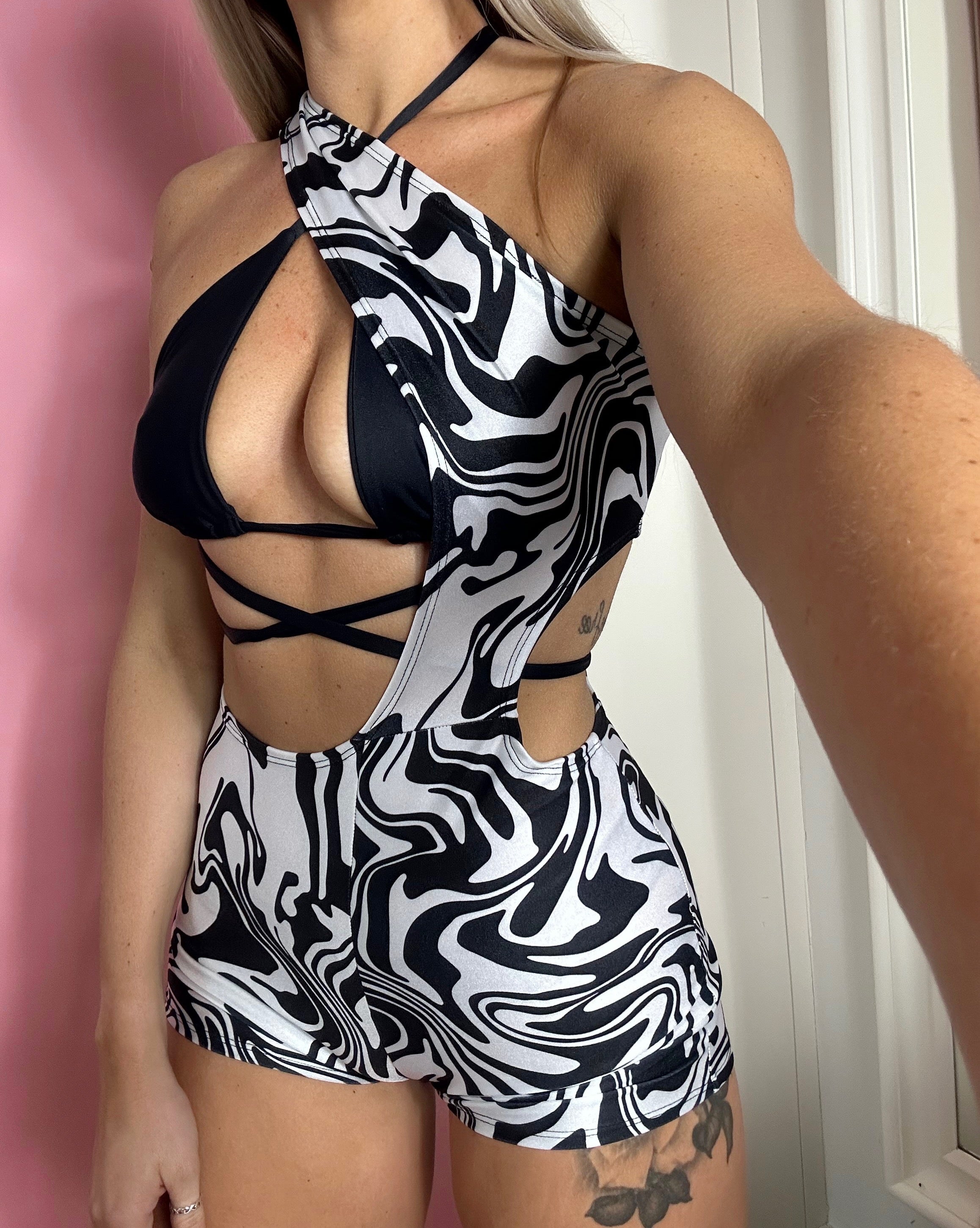 Monochrome Swirl - Unitard & Bralet image 0