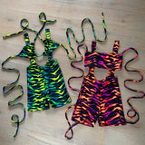 Ombre Tiger - (Blue) Unitard with bikini top or bandeau image 1