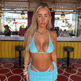 Mint Blue Bikini Set, Sequin Cowl Skirt - Bundle